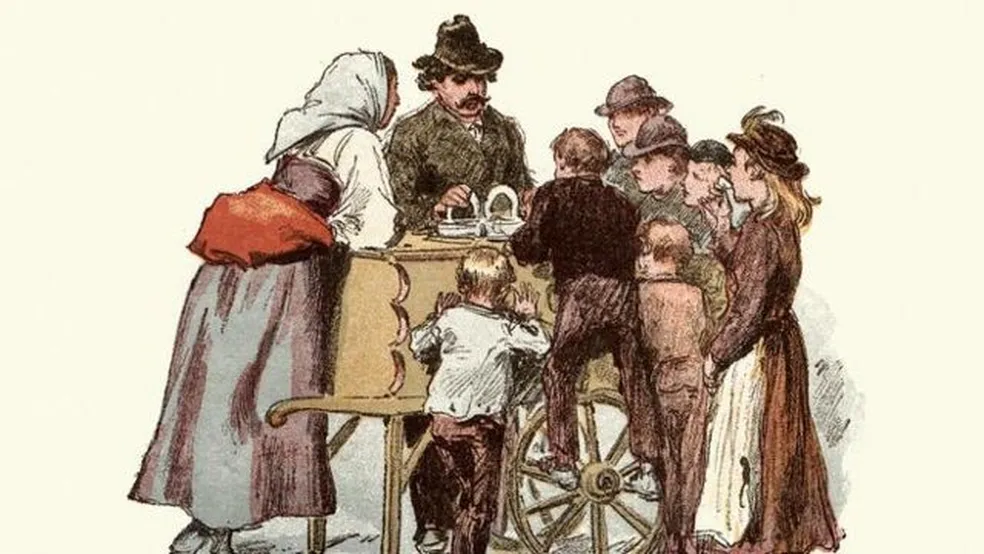 Os sorvetes também eram baratos no passado – seu nome em inglês era 'penny licks', lambidas por uma moeda — Foto: GETTY IMAGES